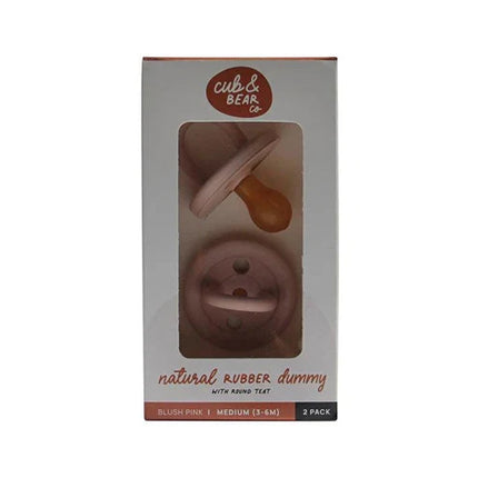 Cub And Bear Co Cub & Bear Co Natural Rubber Dummy Round Teat Medium (3-6 Months) Blush Pink Twin Pack