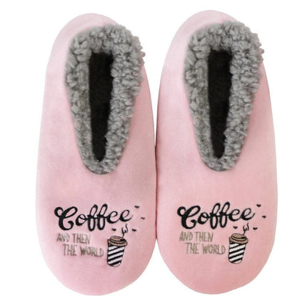 SnuggUps Women's Quote Coffee Slippers Small