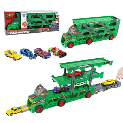 Diecast Speed Racing Transporter Truck with 4 Cars