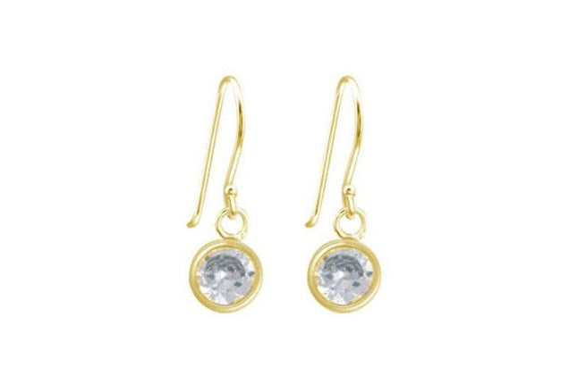 Ross Thai Hanging Gold Plated Earrings with Cubic Zirconia