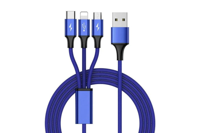 3 In 1 Multi USB Charger Charging Cable Cord For Iphone Micro USB TYPE C Android