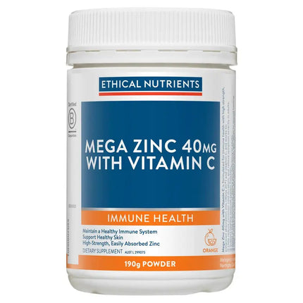 Ethical Nutrients Mega Zinc With Vitamin C 190G Powder - OhYouLuckyDuck.com.au