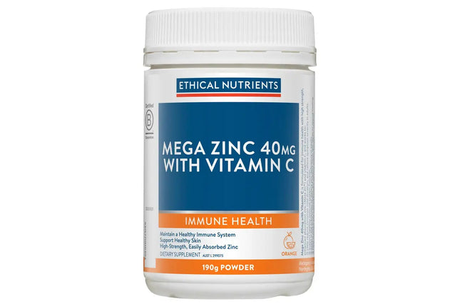 Ethical Nutrients Mega Zinc With Vitamin C 190G Powder - OhYouLuckyDuck.com.au