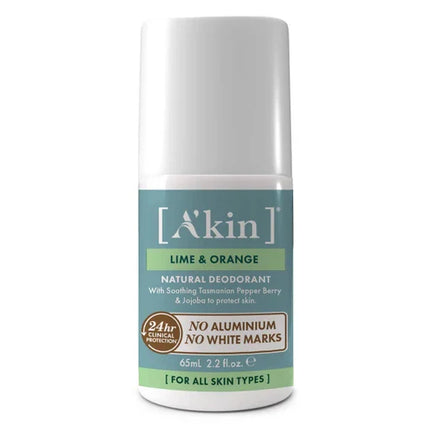 A'kin Lime & Orange Roll-On Deodorant 65ml - OhYouLuckyDuck.com.au
