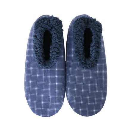 Snugg Ups Mens Velvet Plaid Slippers Navy Small