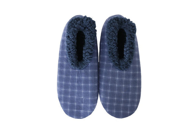 Snugg Ups Mens Velvet Plaid Slippers Navy Small