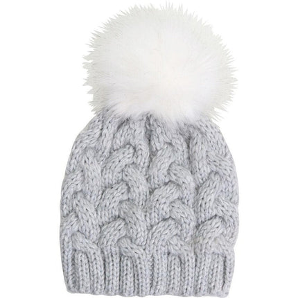 Wicked Sista Grey Braided Beanie With Pom Pom