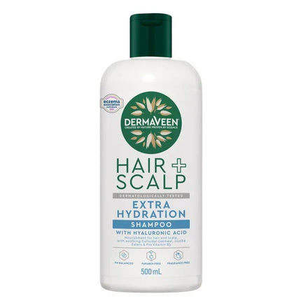DermaVeen Hair + Scalp Extra Hydration Shampoo For Sensitive Scalps and Dry Hair 500mL - OhYouLuckyDuck.com.au