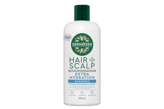DermaVeen Hair + Scalp Extra Hydration Shampoo For Sensitive Scalps and Dry Hair 500mL - OhYouLuckyDuck.com.au