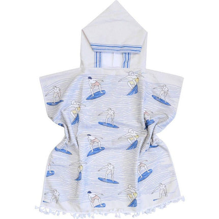 Lvd Kids Microfibre Poncho Towel With Bag Surfers Design 70CM