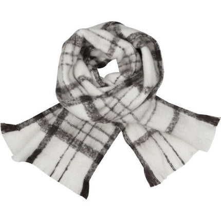Wicked Sista Warm Tassel Fringed Scarf Cream And Warm Charcoal 180cm
