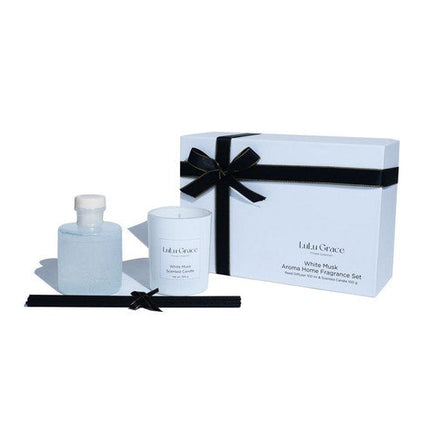 Lulu Grace Gift Set 100ML Glass Diffuser And 100Gr Candle With Ribbon