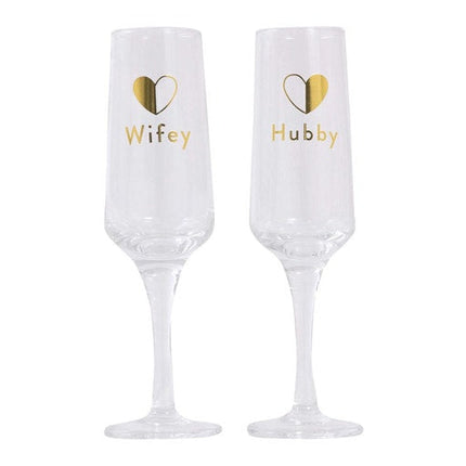 Splosh Wedding Wife And Hubby Stemless Wine Glass Set 590ML