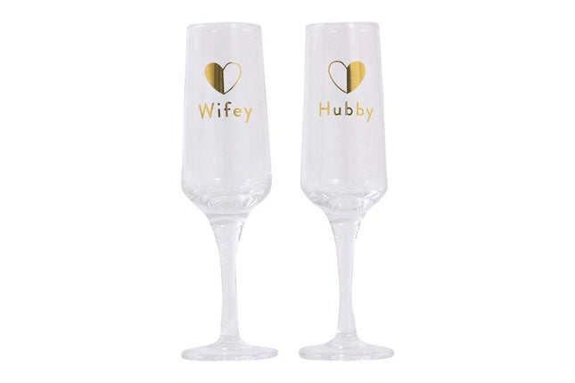 Splosh Wedding Wife And Hubby Stemless Wine Glass Set 590ML