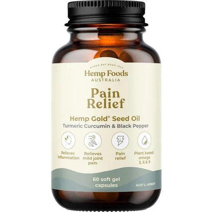 HEMP FOODS AUSTRALIA Pain Relief Capsules with Hemp Gold Seed Oil 60 - OhYouLuckyDuck.com.au