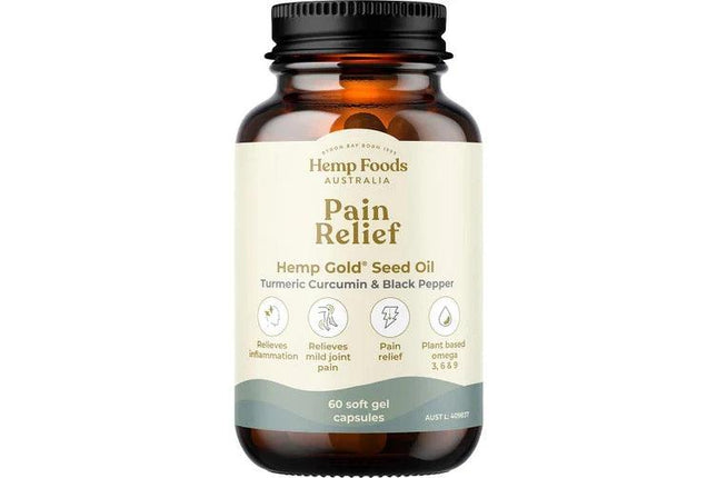 HEMP FOODS AUSTRALIA Pain Relief Capsules with Hemp Gold Seed Oil 60 - OhYouLuckyDuck.com.au