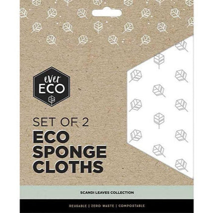 Ever Eco Sponge Cloths Scandi Leaves 2 Pack