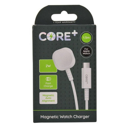 Core Magnetic Watch Charger 2W 1.5m Cable Cradle For Apple Watch 1 to 9 SE White