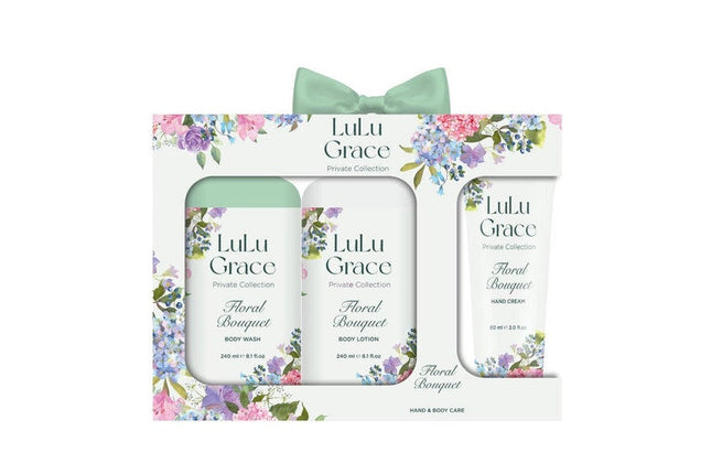 Lulu Grace Floral Bouquet 3 Piece Bath and Body Gift Set 400mL
