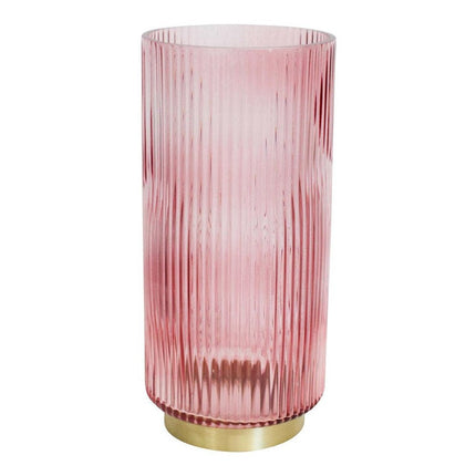 Lavida Ribbed Glass Flower Vase Rhubarb