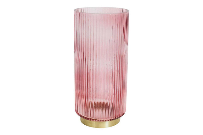 Lavida Ribbed Glass Flower Vase Rhubarb