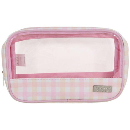 Wicked Sista Clear Cosmetic And Makeup Organiser Bag Pastel Gingham 24cm X 15cm X 7cm