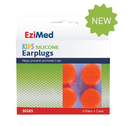 Ezimed Kids Silicone Earplugs for Swimming and Noise Reduction with Travel Case 6 Pairs