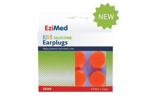 Ezimed Kids Silicone Earplugs for Swimming and Noise Reduction with Travel Case 6 Pairs