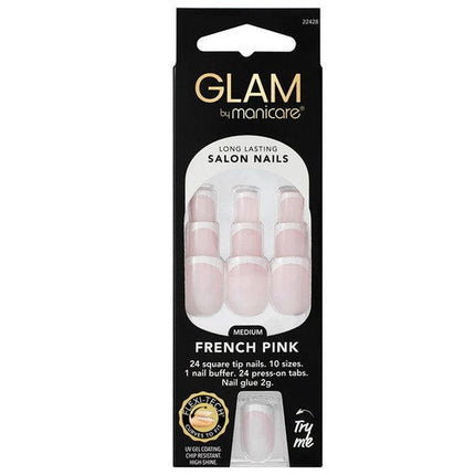 Manicare Glam Press-On Nail Medium Square French Pink