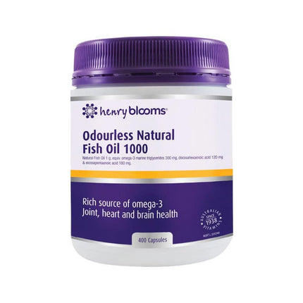 Henry Blooms Omega 3 Odourless Fish Oil 1000MG Caps 400 - OhYouLuckyDuck.com.au