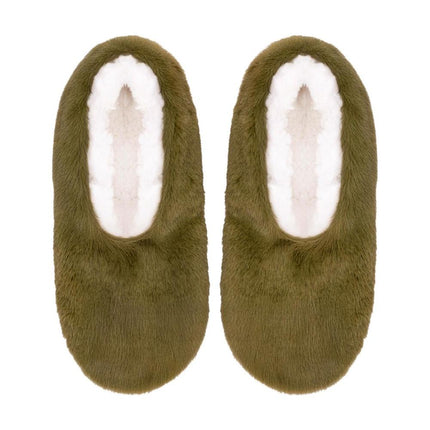 Splosh Snuggups Womens Luxe Olive Plush Sherpa Lined Slippers Eu 35-37