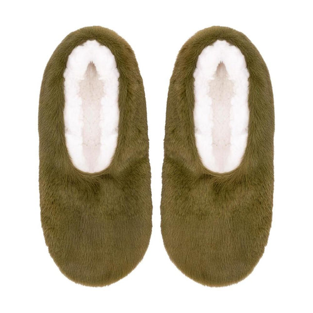 Splosh Snuggups Womens Luxe Olive Plush Sherpa Lined Slippers Eu 35-37