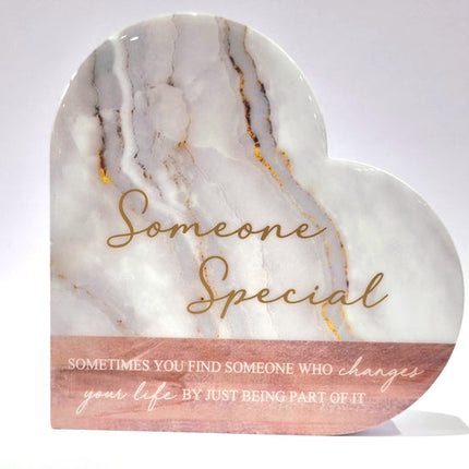 Eternal Love Someone Special Freestanding Glass Plaque in Aqua 038KG