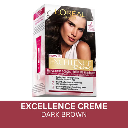 LorÃ©al Paris Excellence CrÃ¨me Permanent Hair Colour 3 Darkest Brown