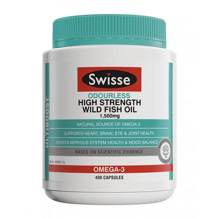 Swisse Odourless High Strength Wild Fish Oil 1500mg 400 Capsules - OhYouLuckyDuck.com.au