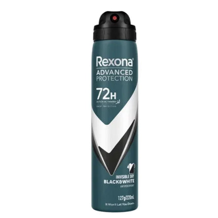 Rexona Men Advanced Protection Invisible Dry Black & White Antiperspirant Aerosol 220ml - OhYouLuckyDuck.com.au