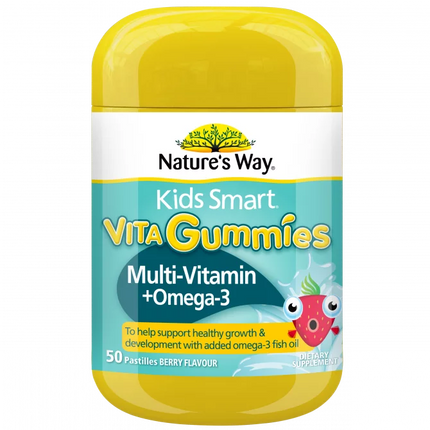 Nature's Way Kids Smart Vita Gummies Multi Vitamin Plus Omega 3 50 Gummies - OhYouLuckyDuck.com.au