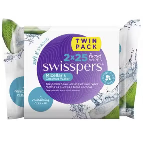 Swisspers Micellar And Coconut Facial Wipes 2 x 25