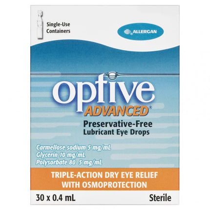 Optive Advanced Preservative-Free Lubricant Eye Drops 30 X 0.4mL - OhYouLuckyDuck.com.au
