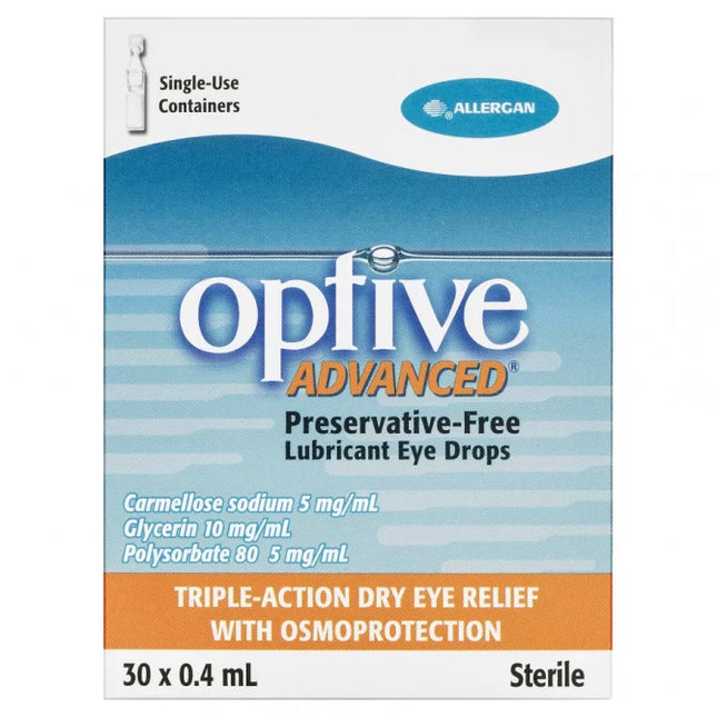 Optive Advanced Preservative-Free Lubricant Eye Drops 30 X 0.4mL - OhYouLuckyDuck.com.au