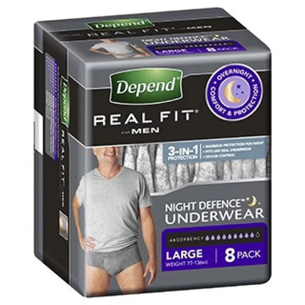 Depend Real Fit Men's Night Defence Underwear Large 8 Pack - OhYouLuckyDuck.com.au