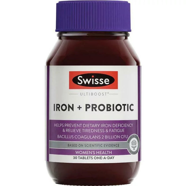 Swisse Ultiboost Iron + Probiotic 30 Tablets - OhYouLuckyDuck.com.au