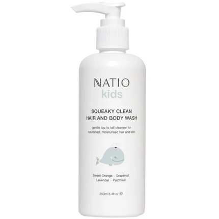 Natio Squeaky Clean Hair & Body Wash 250ml - OhYouLuckyDuck.com.au