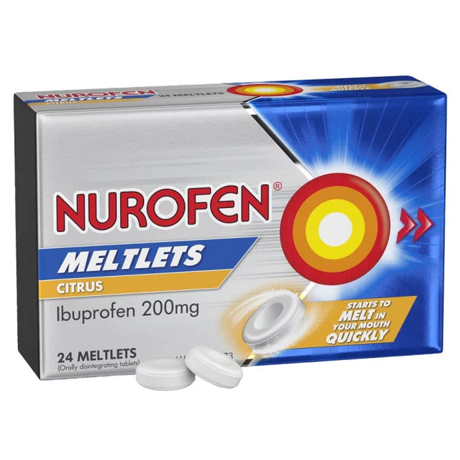 Nurofen Meltlets Pain Relief Citrus 200mg Ibuprofen 24 Pack - OhYouLuckyDuck.com.au