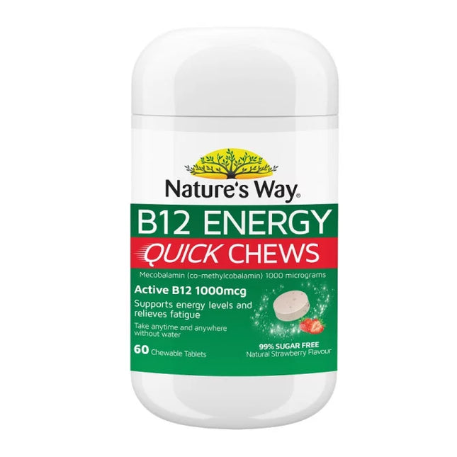 Nature's Way B12 Energy Quick Chews 60 Chewable Tablets - OhYouLuckyDuck.com.au