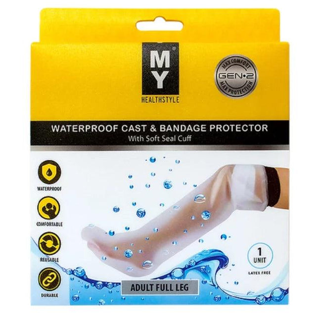 My Healthstyle Waterproof Cast & Bandage Protector - Adult Full Leg - OhYouLuckyDuck.com.au