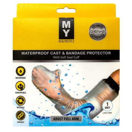 MY Healthstyle Waterproof Cast & Bandage Protector - Adult Full Arm - OhYouLuckyDuck.com.au