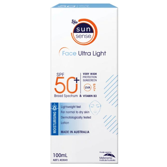 Ego Sunsense Face Ultra Light SPF 50 Plus Sunscreen 100ml - OhYouLuckyDuck.com.au