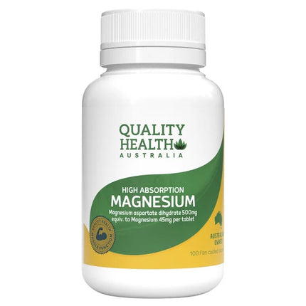 Quality Health Australia High Absorption Magnesium 500mg 100 Tablets - OhYouLuckyDuck.com.au