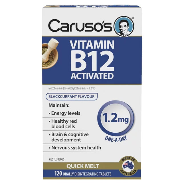Carusos Vitamin B12 1.2mg 120 Quick Melt Tablets - OhYouLuckyDuck.com.au